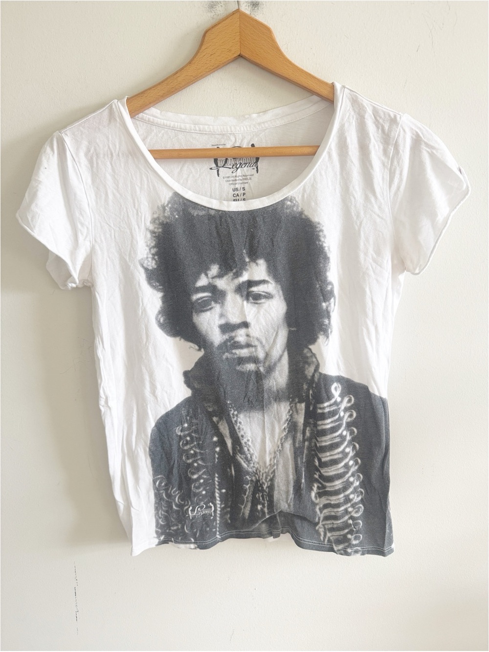 Jimmy Hendrix band t-shirt short sleeve top white black size medium